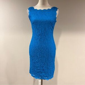 Adrianna Papell Vibrant Royal Blue sleeveless Lace Mini Dress size 4